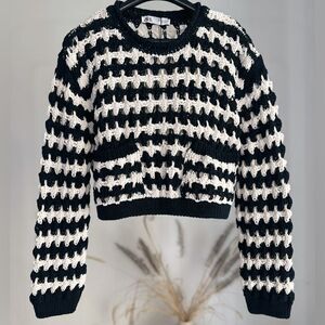 Zara Open Knit Crop Sweater Striped Sweater